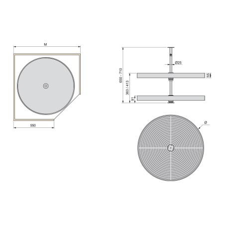 Plateau rond tournant 2 niveaux pour meuble cuisine