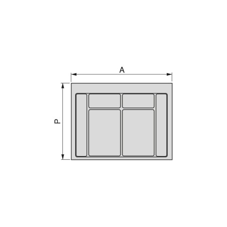 Base 3 cavités pour poubelles tri-sélectif pour tiroir