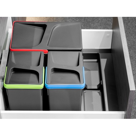 Base 3 cavités pour poubelles tri-sélectif pour tiroir