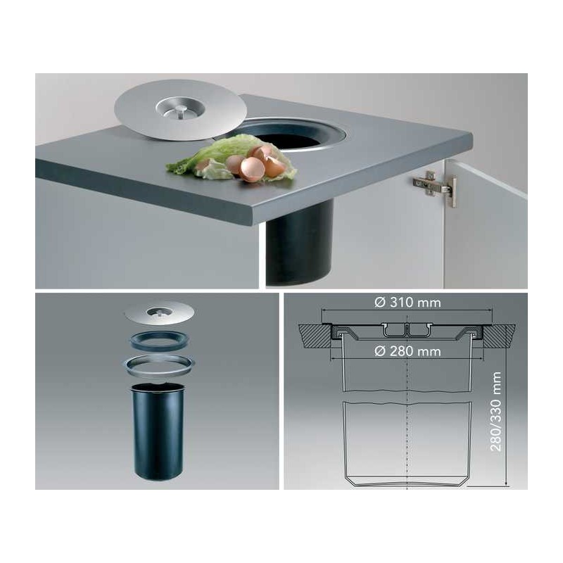 Poubelle de plan de travail avec seau de 13 litres